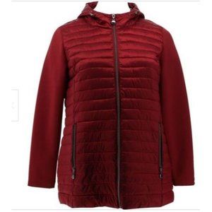 Laurier Hooded Puffer Jacket Soft Shell Sleeves 711-446 Biking Red Medium